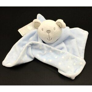 Primark Bear Baby Lovey White Blue Plush Stars Soft Security Blanket Boy 12x12